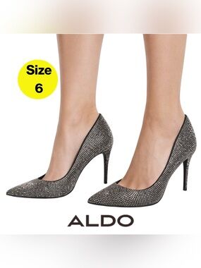 ALDO 💎 Sparkly Black Rhinestone Stiletto Heels (Women’s Size 6)